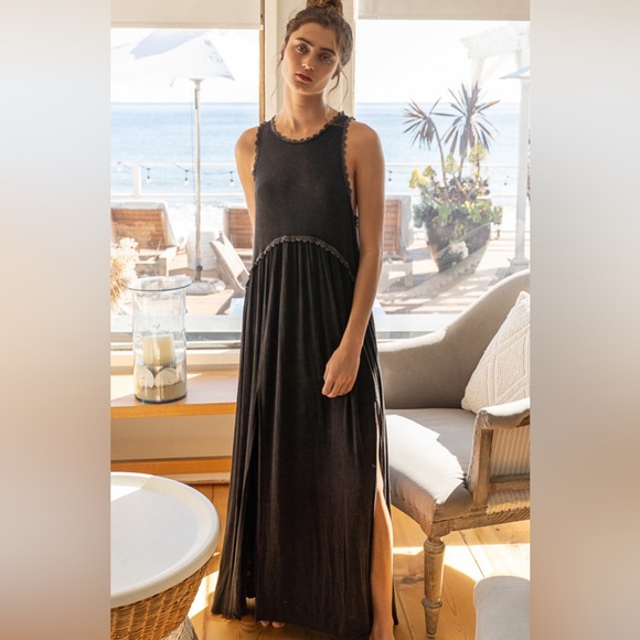 Last 1! POL Stunning Black Babydoll Maxi Dress - Picture 3 of 5